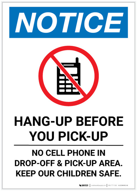 Notice: Hang-Up Before You Pick-up Portrait - Label