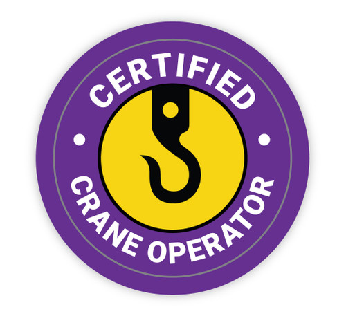 Certified Crane Operator Purple - Hard Hat Sticker
