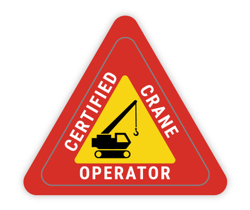 Certified Crane Operator Red Triangle - Hard Hat Sticker