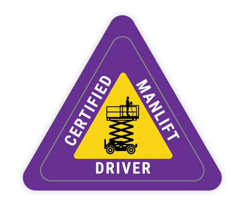 Certified Manlift Driver Purple Triangle - Hard Hat Sticker