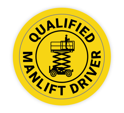 Qualified Manlift Driver - Hard Hat Sticker