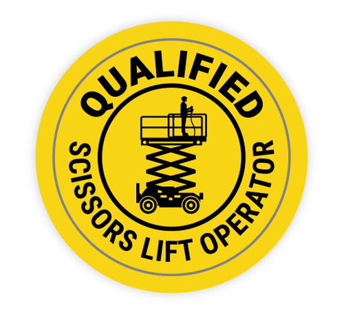 Qualified Scissors Lift Operator - Hard Hat Sticker