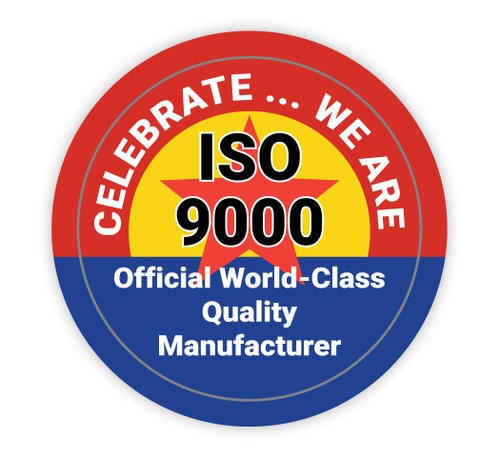ISO 9000 - Official World-Class Quality Manufacturer with Star - Hard Hat Sticker