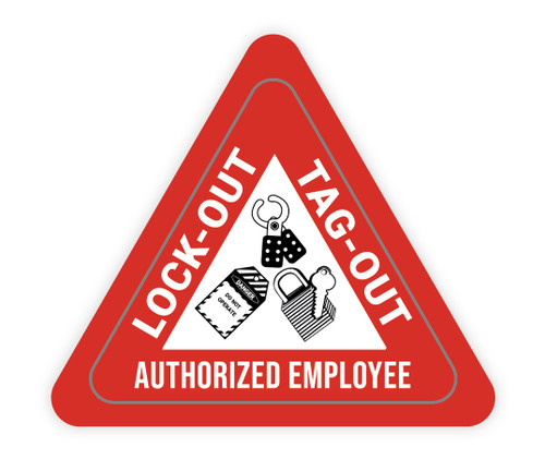 Lock-out Tag-out - Authorized Employee Triangle - Hard Hat Sticker