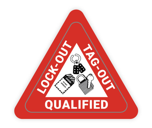 Lock-Out Tag-Out Qualified Triangle - Hard Hat Sticker