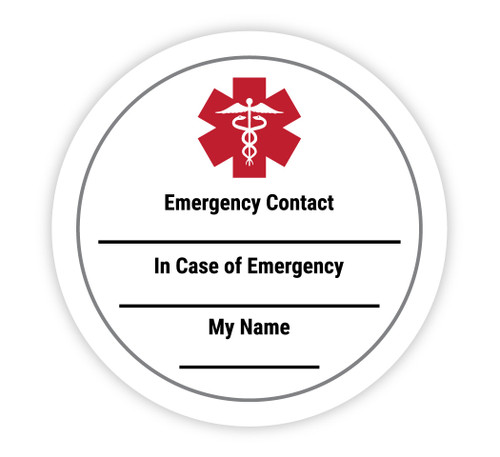 Medical Alert with Write in Contact and Emergency Info - Hard Hat Sticker