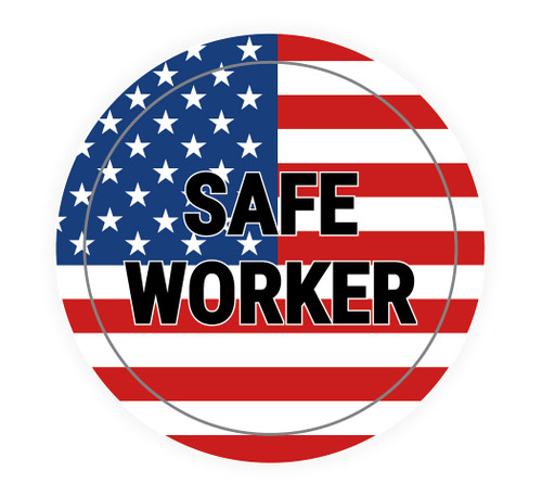 Safe Worker American Flag Circle - Hard Hat Sticker