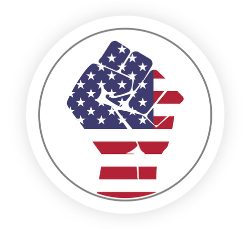 US Flag Fist - Hard Hat Sticker