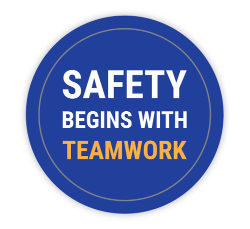 Safety Begins with Team Work Blue - Hard Hat Sticker