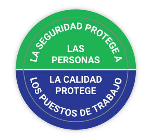Safety Protects People/Quality Protects Jobs - Spanish - Hard Hat Sticker