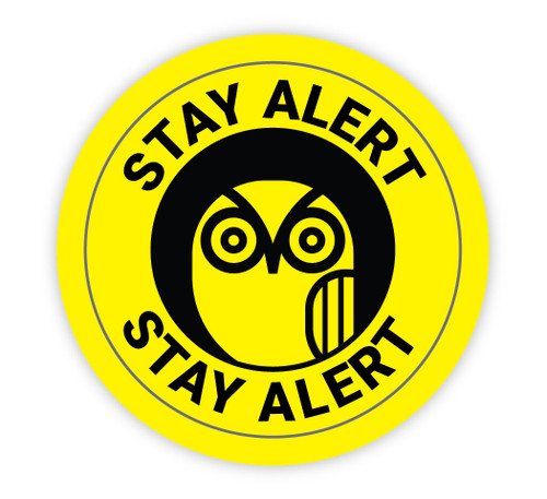 Stay Alert with Owl Icon - Hard Hat Sticker