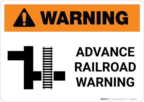 Warning: Advance Railroad Warning ANSI Landscape - Wall Sign