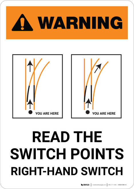 Warning: Intersection W/RR on Left or Right ANSI Portrait - Wall Sign