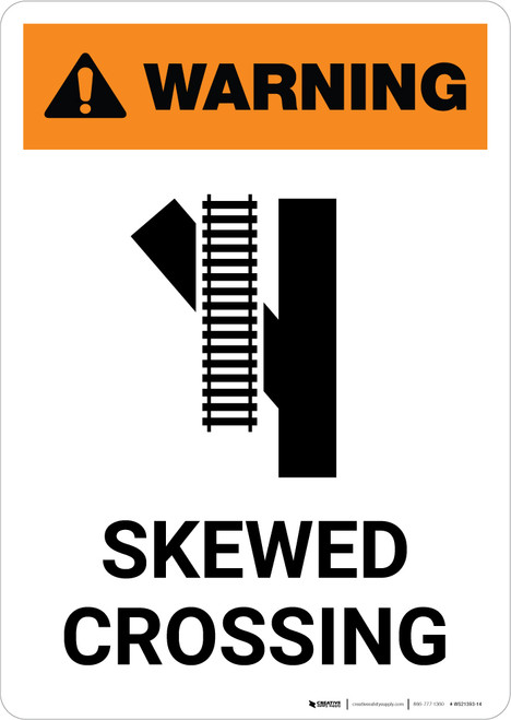 Warning: Skewed Crossing with Icon 4 ANSI Portrait - Wall Sign