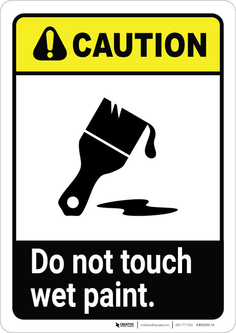 Caution: Do Not Touch Wet Paint with Icon ANSI Portrait