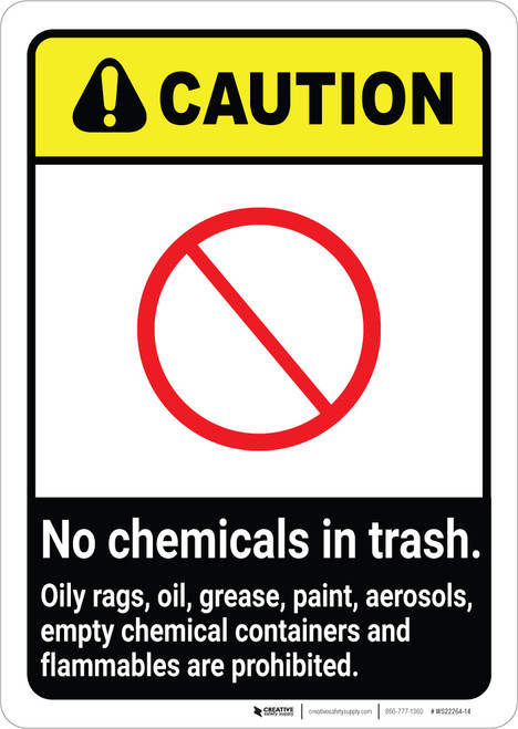 Caution: No Chemicals in Trash ANSI Portrait