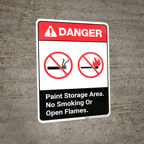 Danger: Paint Storage Area - No Smoking or Open Flames ANSI Portrait