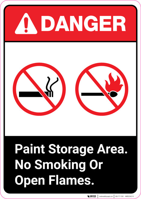 Danger: Paint Storage Area - No Smoking or Open Flames ANSI Portrait