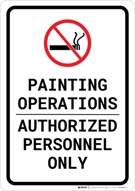 Painting Operations - Authorized Personnel Only with No Smoking Icon Portrait