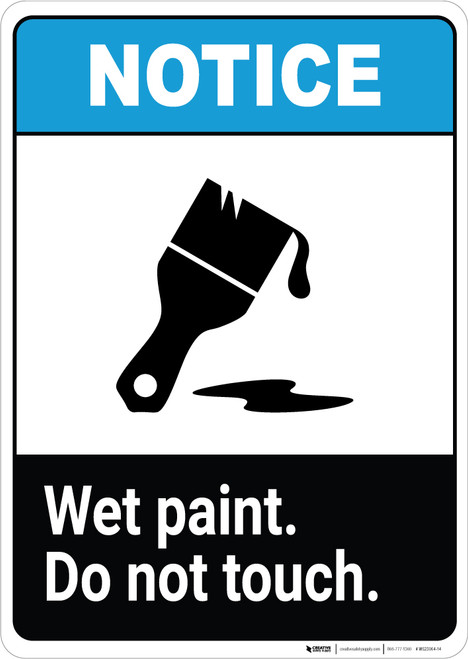 Notice: Wet Paint - Do Not Touch with Icon ANSI Portrait