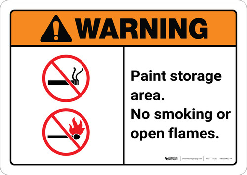 Warning: Paint Storage Area - No Smoking/Open Flames ANSI Landscape