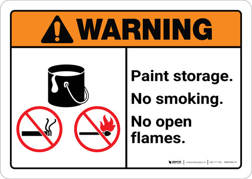 Warning: Paint Storage - No Smoking/Open Flames ANSI Landscape