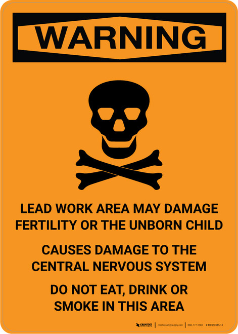 Warning: Lead Work Area May Damage Fertility and Nervous System Portrait