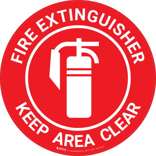 Fire Extinguisher - Keep Area Clear - Floor Sign