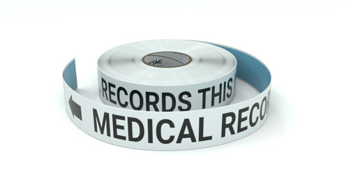 Medical Records This Way With Left Arrow - Inline Printed Floor Marking Tape