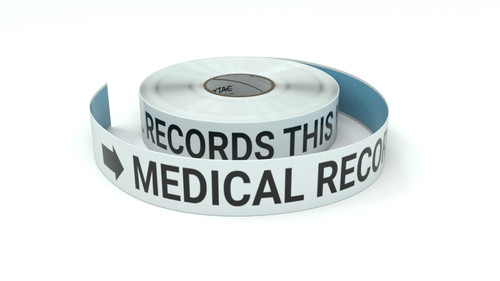 Medical Records This Way With Right Arrow - Inline Printed Floor Marking Tape