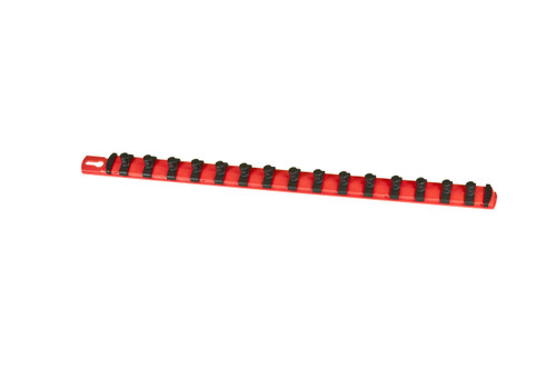 18” Socket Organizer and 15 Twist Lock Clips - Red - 3/8”