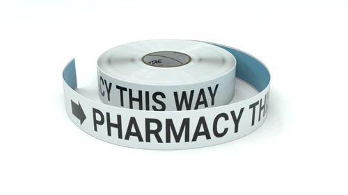 Pharmacy This Way With Right Arrow - Inline Printed Floor Marking Tape