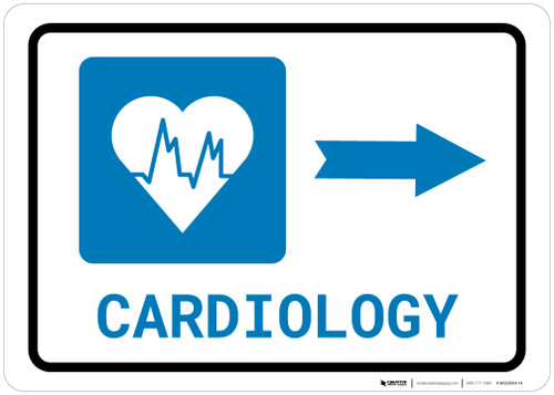 Cardiology Right Arrow with Icon Landscape - Wall Sign