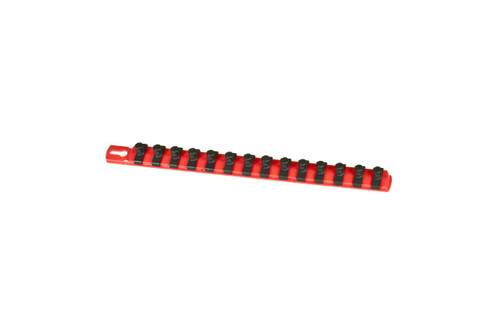 13” Socket Organizer and 15 Twist Lock Clips - Red - 1/4”