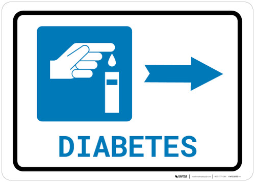 Diabetes Right Arrow with Icon Landscape - Wall Sign