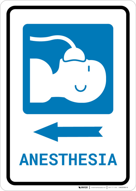 Anesthesia Left Arrow with Icon Portrait - Wall Sign