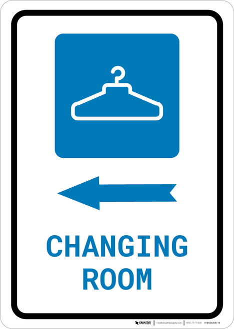 Changing Room Left Arrow with Icon Portrait - Wall Sign