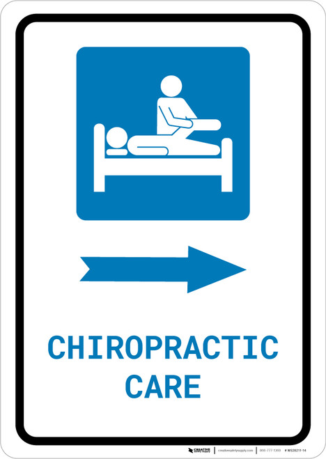 Chiropractic Care Right Arrow with Icon Portrait - Wall Sign