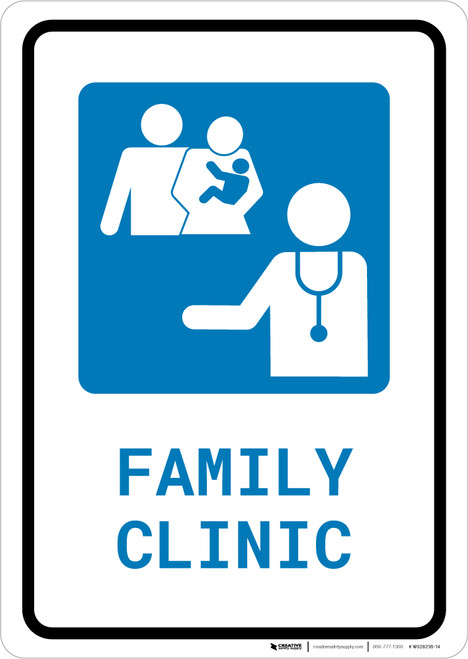 Family Clinic with Icon Portrait - Wall Sign