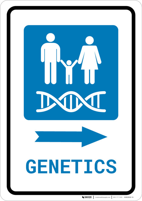 Genetics Right Arrow with Icon Portrait - Wall Sign