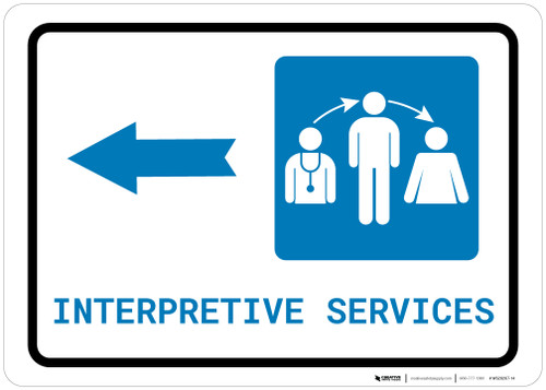 Interpretive Services Left Arrow with Icon Landscape - Wall Sign