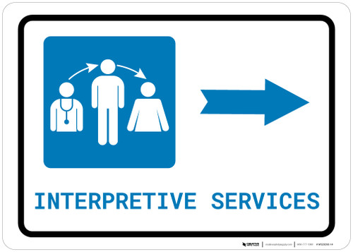 Interpretive Services Right Arrow with Icon Landscape - Wall Sign