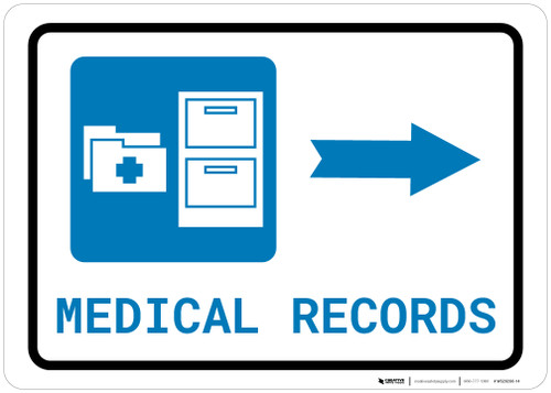 Medical Records Right Arrow with Icon Landscape - Wall Sign