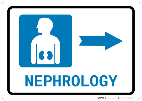 Nephrology Right Arrow with Icon Landscape - Wall Sign