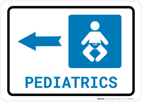 Pediatrics Left Arrow with Icon Landscape - Wall Sign