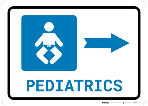 Pediatrics Right Arrow with Icon Landscape - Wall Sign