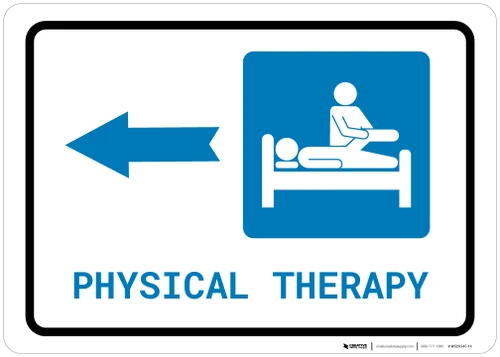 Physical Therapy Left Arrow with Icon Landscape - Wall Sign