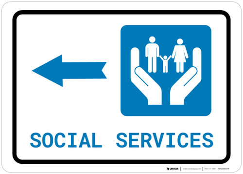 Social Services Left Arrow with Icon Landscape - Wall Sign