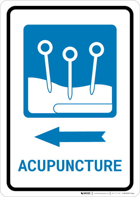 Acupuncture Left Arrow with Icon Portrait - Wall Sign