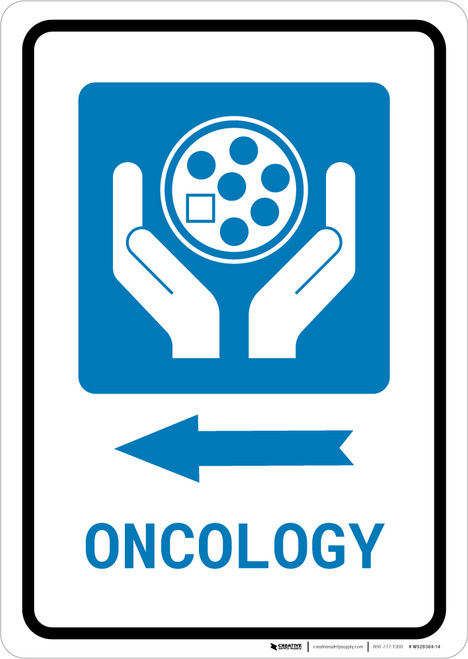 Oncology Left Arrow with Icon Portrait - Wall Sign